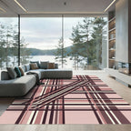 Mauve Plaid Diagonal Stripe Rug