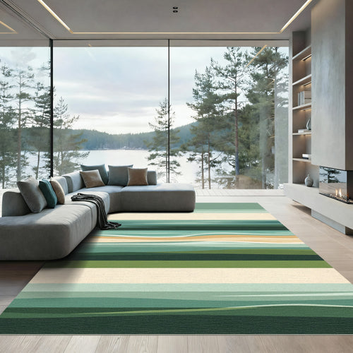 Abstract Horizontal Wave Landscape Rug