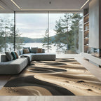 Earthy Sand Dune Swirl Ripple Rug