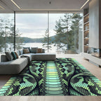 Vibrant Emerald Cobra Serpent Scales Rug