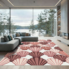 Scalloped Blush and Terracotta Shell Grid Rug