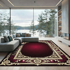 Crimson Gold Rococo Rose Frame Rug