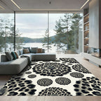 Monochrome Leopard Focal Point Circular Rug