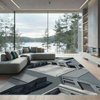Industrial Gray Concrete Warehouse Compound Rug