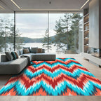Crimson Teal Jagged Stripe Rug