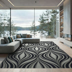 Monochromatic Gray Wavy Abstract Curvilinear Rug