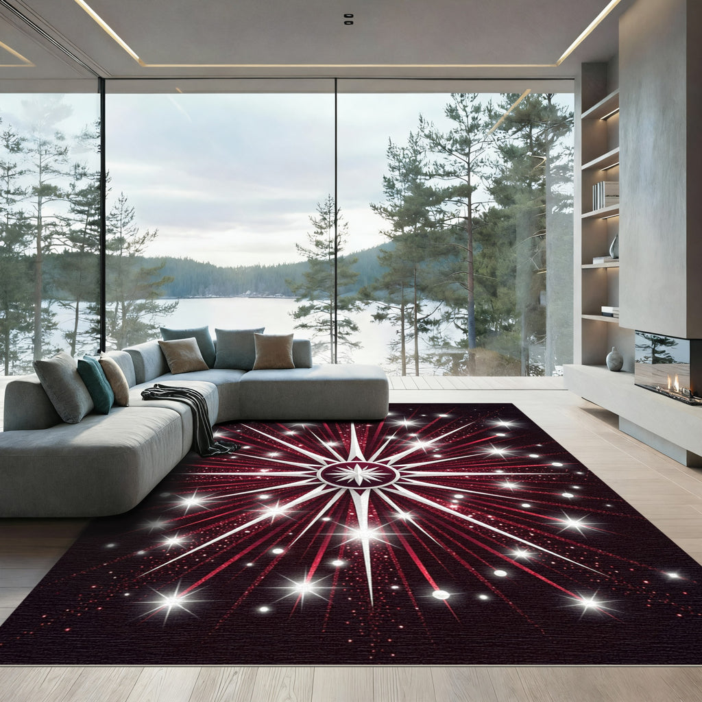 Radiant Red Starburst Sparkle Rug
