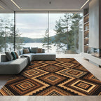 Rustic Earth Tones Geometric Diamonds Rug