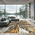 Earthy Wheat Floral Burst Rug