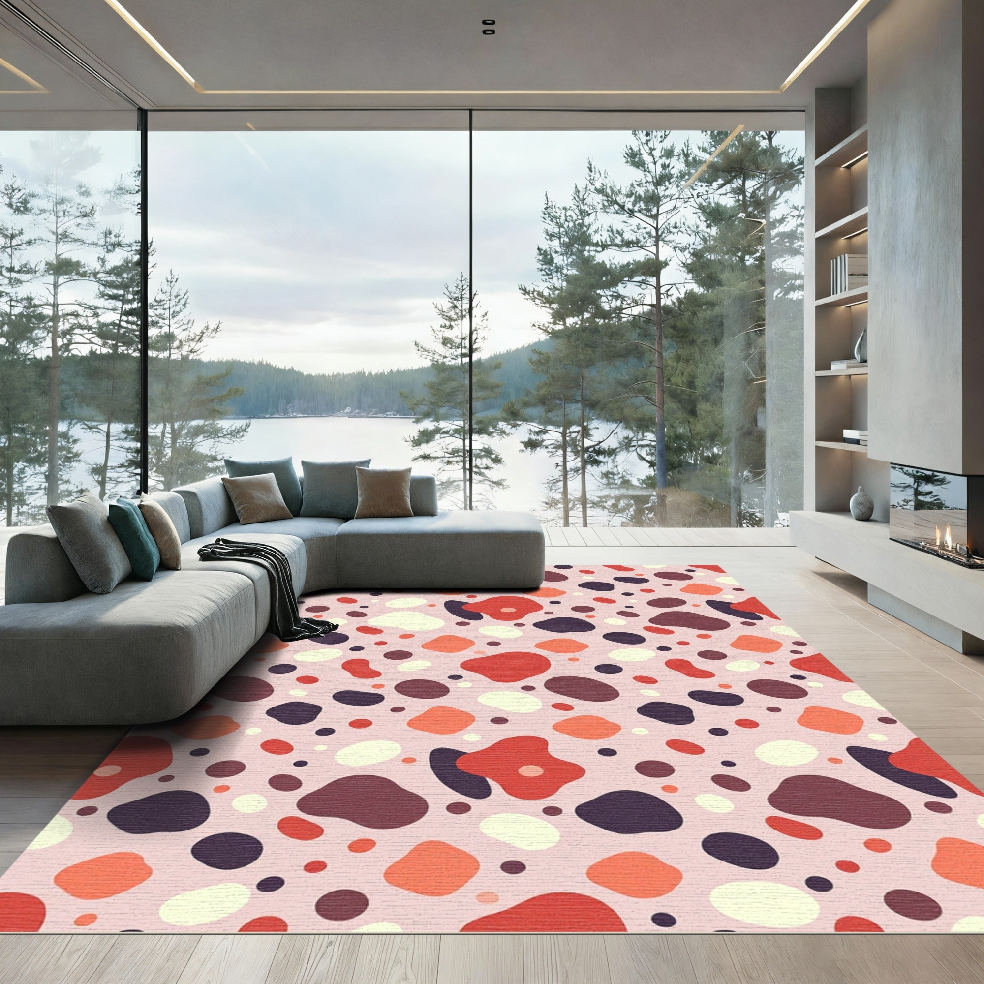Abstract Spotted Orb Composition Rug