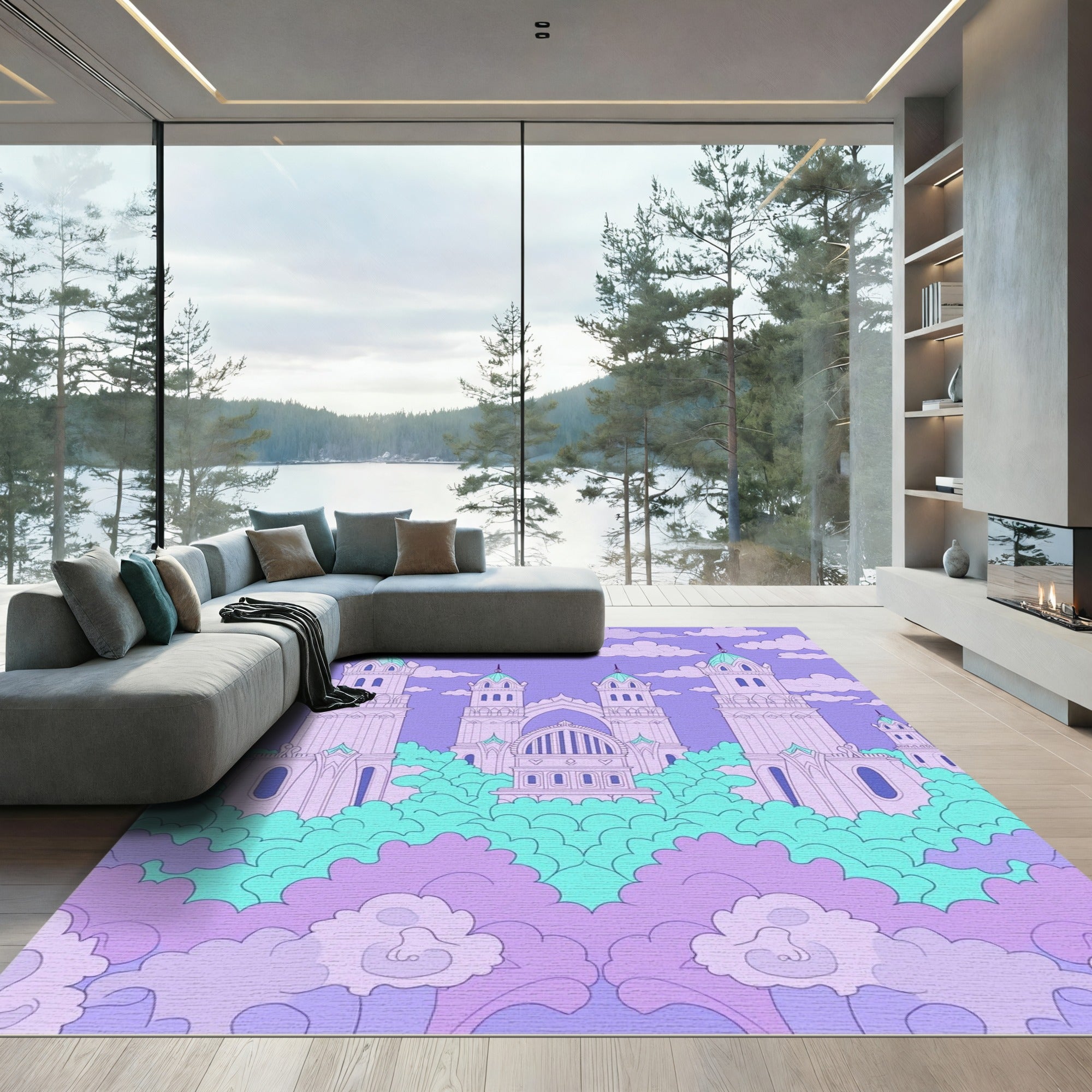 Pastel Purple Castle Wonderland Rug