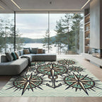 Nautical Compass Star Antique Wave Rug