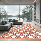 Geometric Terracotta Lattice Grid Rug