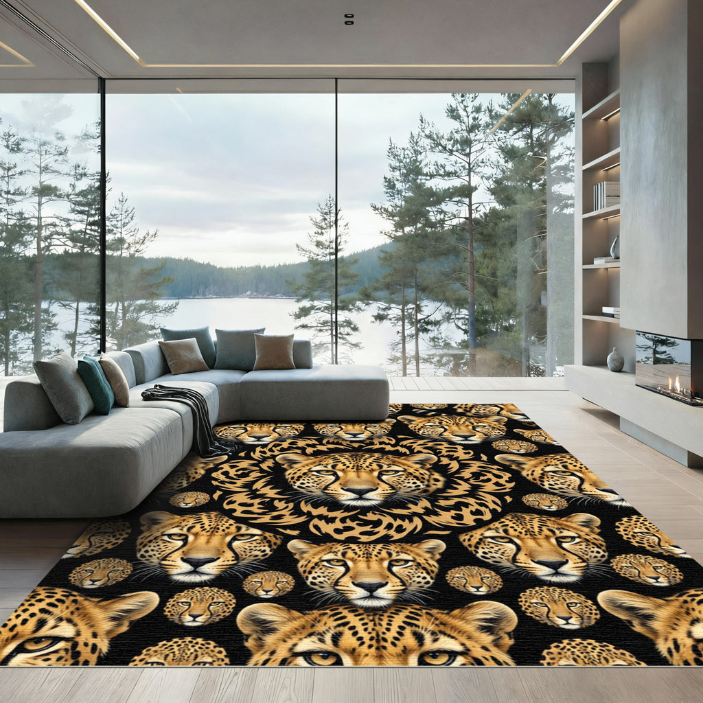 Bold Cheetah Portrait Repeat Rug