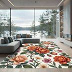 Coral Orange Rose Garland Pattern Rug