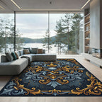 Ornate Gold and Silver Seashell Filigree Rug