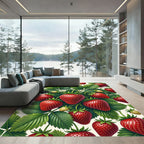 Lush Strawberry Botanical Garden Illustration Rug