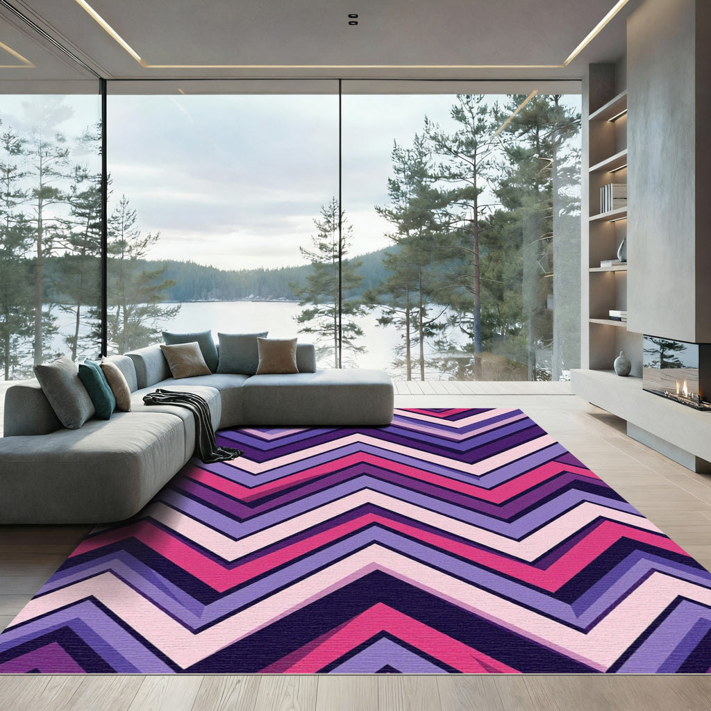 Vibrant Purple Pink Chevron Zigzag Rug