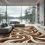 Lustrous Bronze Wave Cream Swirl Rug