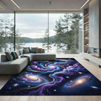 Cosmic Blue Purple Swirling Nebula Rug