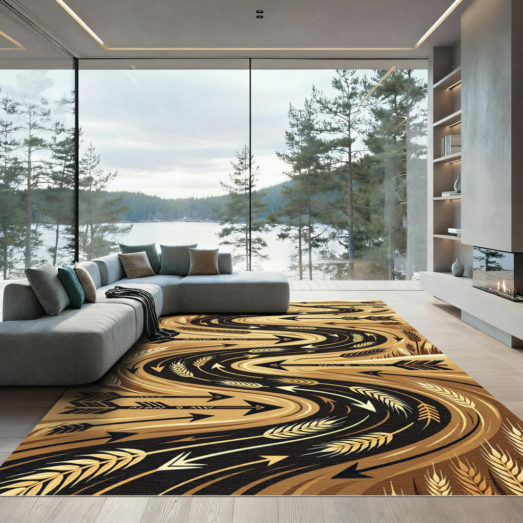 Golden Wheat Arrow River Journey Rug