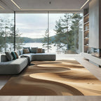 Earthy Rippled Sand Dune Abstract Rug