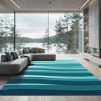 Modern Ombre Blue Abstract Wave Rug