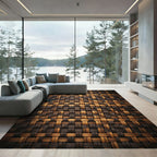 Woven Texture Brown Tan Weave Rug