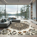 Vintage Floral Medallion Antique Gold Rug