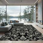 White Acanthus Scrollwork Classic Medallion Rug