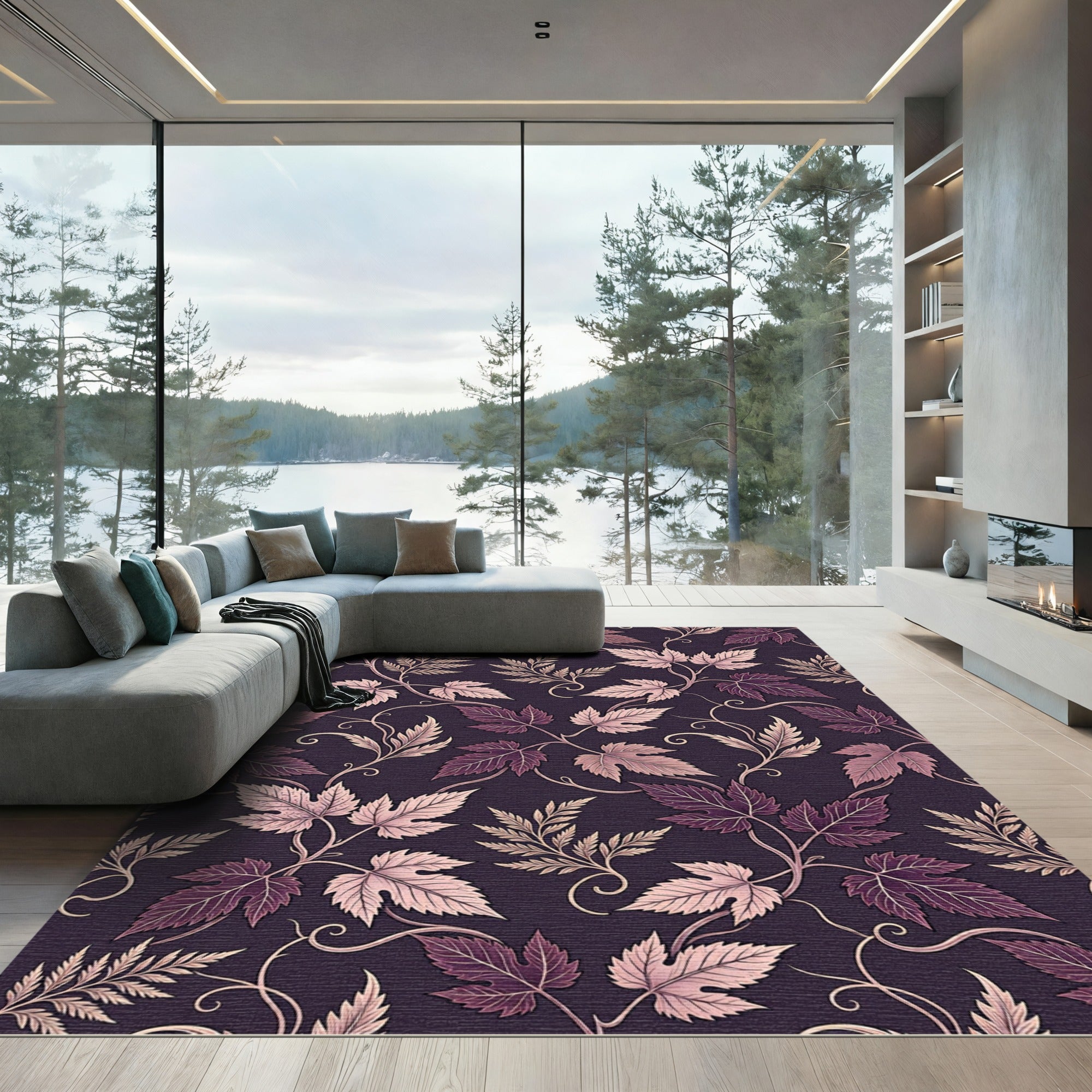 Purple Grapevine Botanical Vines Rug
