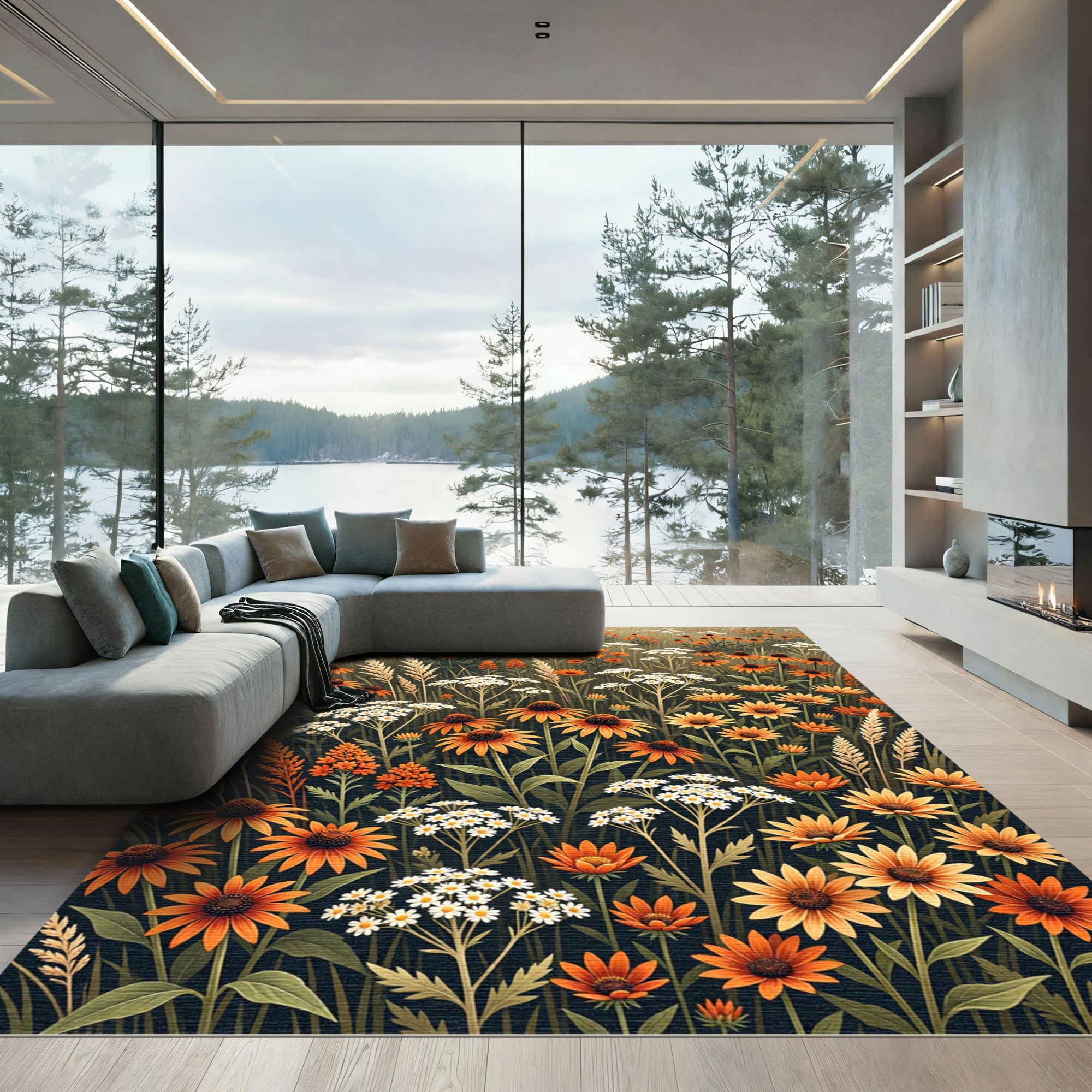 Vibrant Wildflower Meadow Botanical Rug
