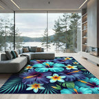 Lush Tropical Hibiscus and Plumeria Bloom Rug