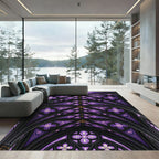 Gothic Violet Floral Vaulted Stained Glass Rug
