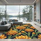 Golden Cactus Flower Desert Bloom Rug