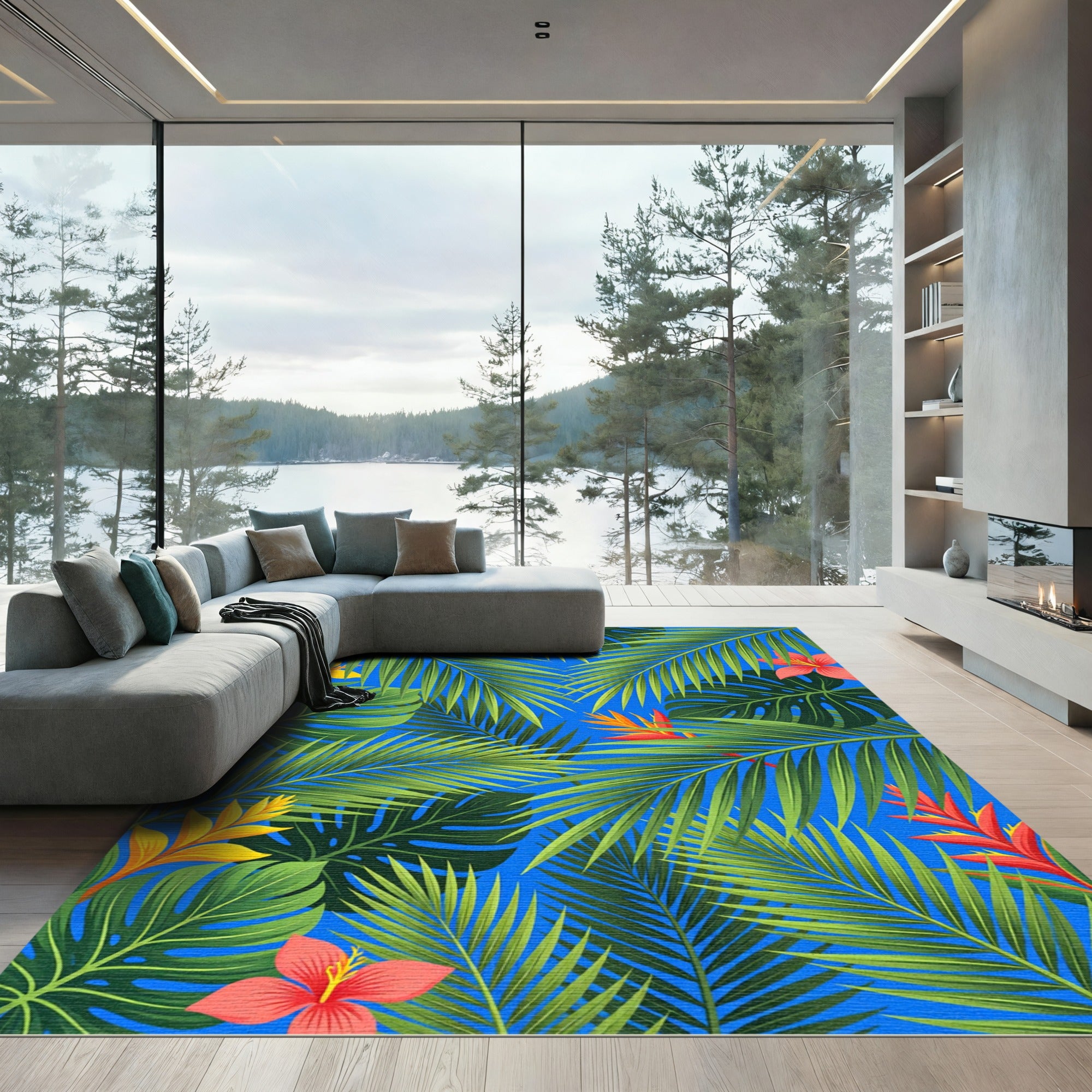 Vibrant Tropical Foliage Botanical Garden Rug