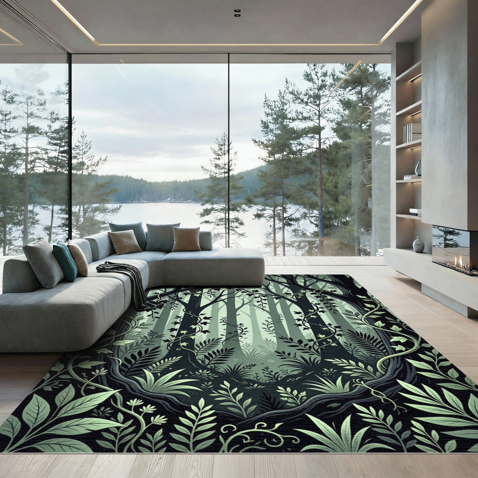 Enchanted Forest Fern Ivy Botanical Rug