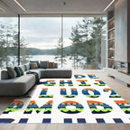 Orange Blue Green Wave Alphabet Rug