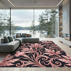 Rose Pink Floral Acanthus Scroll Rug