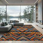 Orange Gray Tribal Geometric Aztec Rug