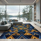 Geometric Golden Lantern Navy Mountain Rug