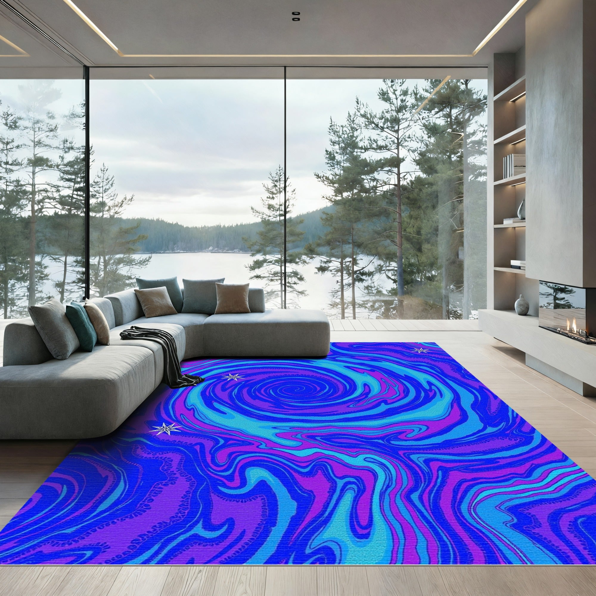 Vibrant Swirl Galaxy Star Rug