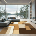 Earthy Tones Geometric Layered Squares Rug