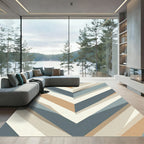Modern Angular Chevron Geometric Earth Tones Rug