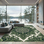Deep Green Acanthus Leaf Medallion Rug