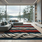 Red White Twisted Rope Stripes Rug