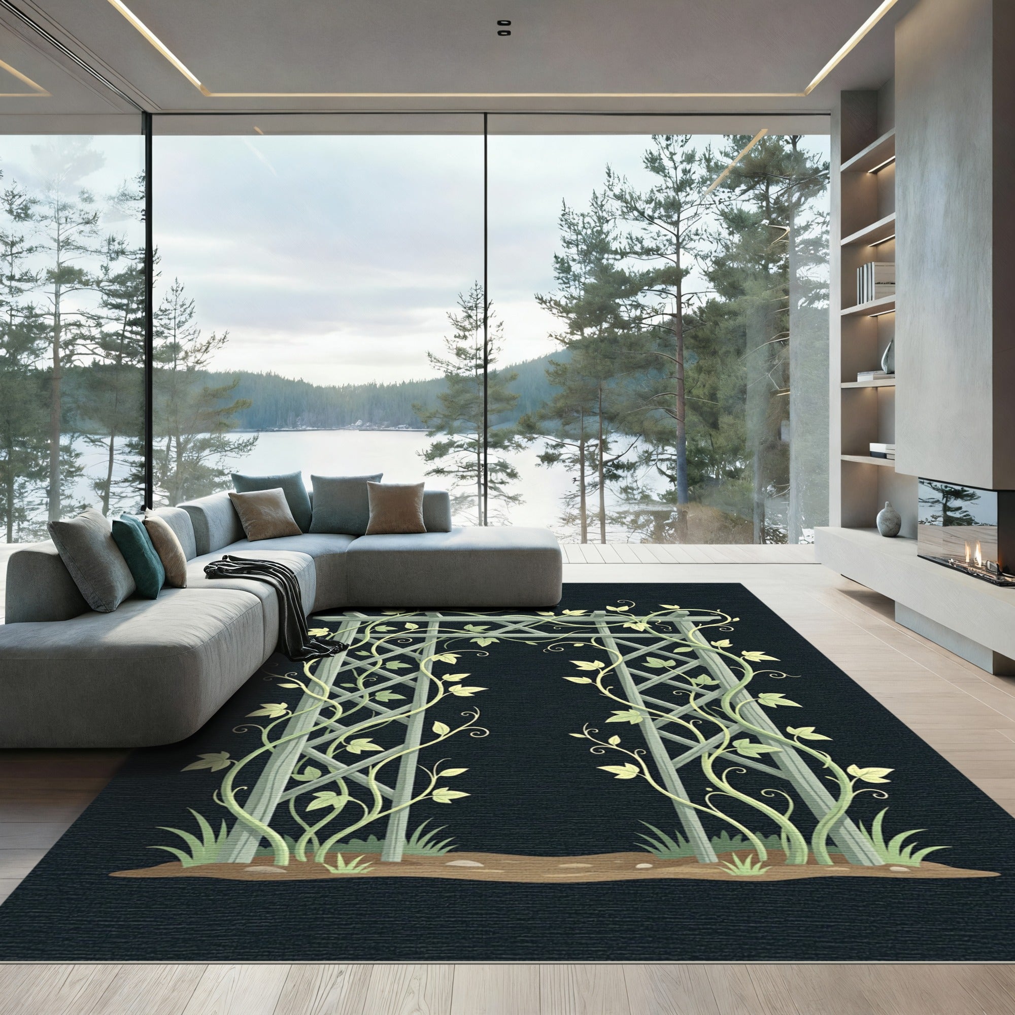 Elegant Ivy Trellis Garden Arch Rug