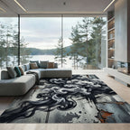 Monochromatic Gray Smoke Swirl Rug