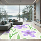 Pastel Purple Flower Stem Arrangement Rug