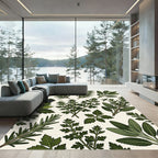 Lush Green Culinary Herb Botanical Illustration Rug